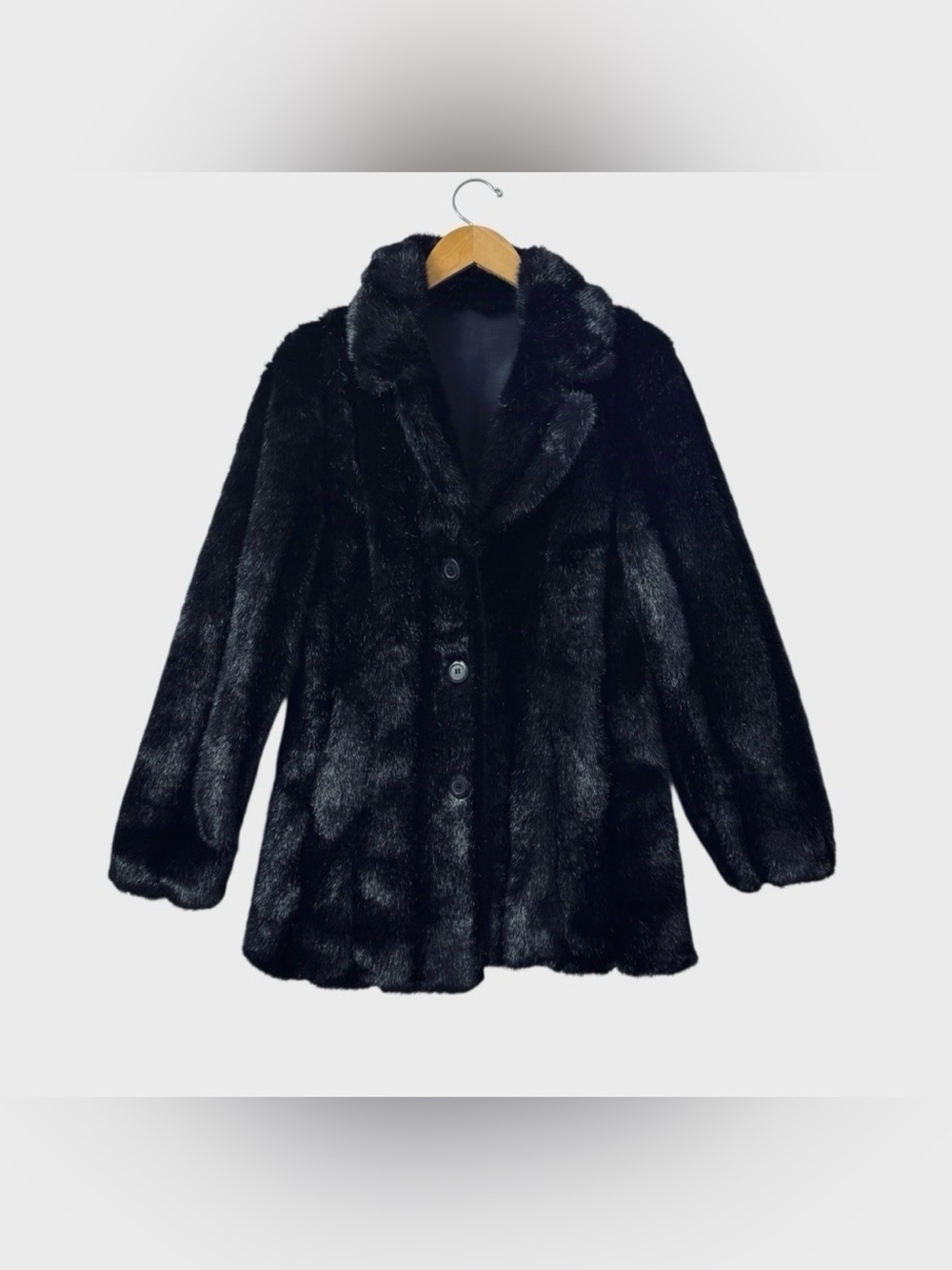 Tall-e-Ho Black Faux Fur Coat Jacket - Size XL